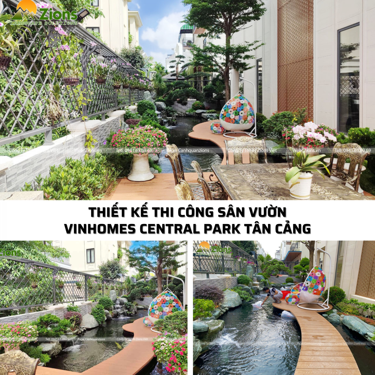 Thi công sân vườn hồ koi tại Vinhomes Centrar Tân Cảng